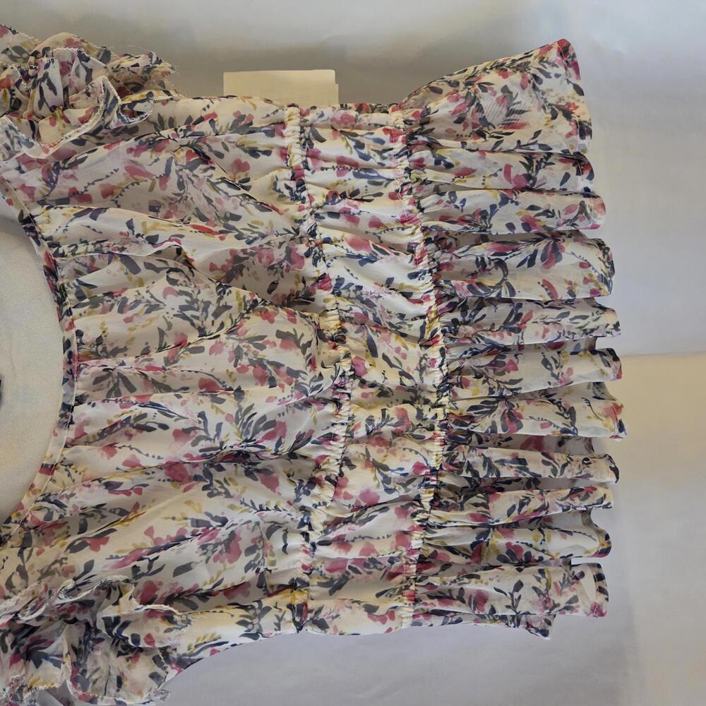 French Connections Floral Ruffle Sleeve Blouse - Small